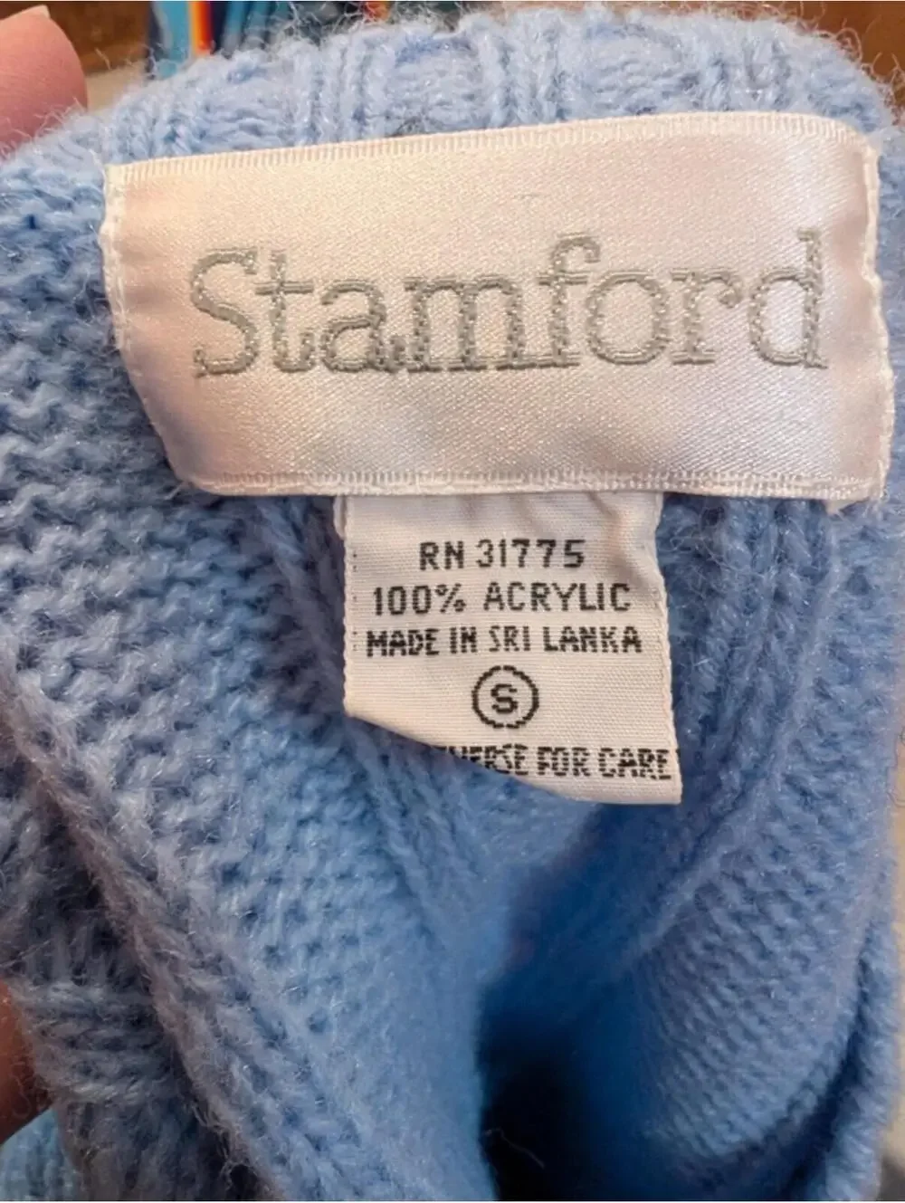 Vintage Blue Cable Sweater Y2K Acrylic S